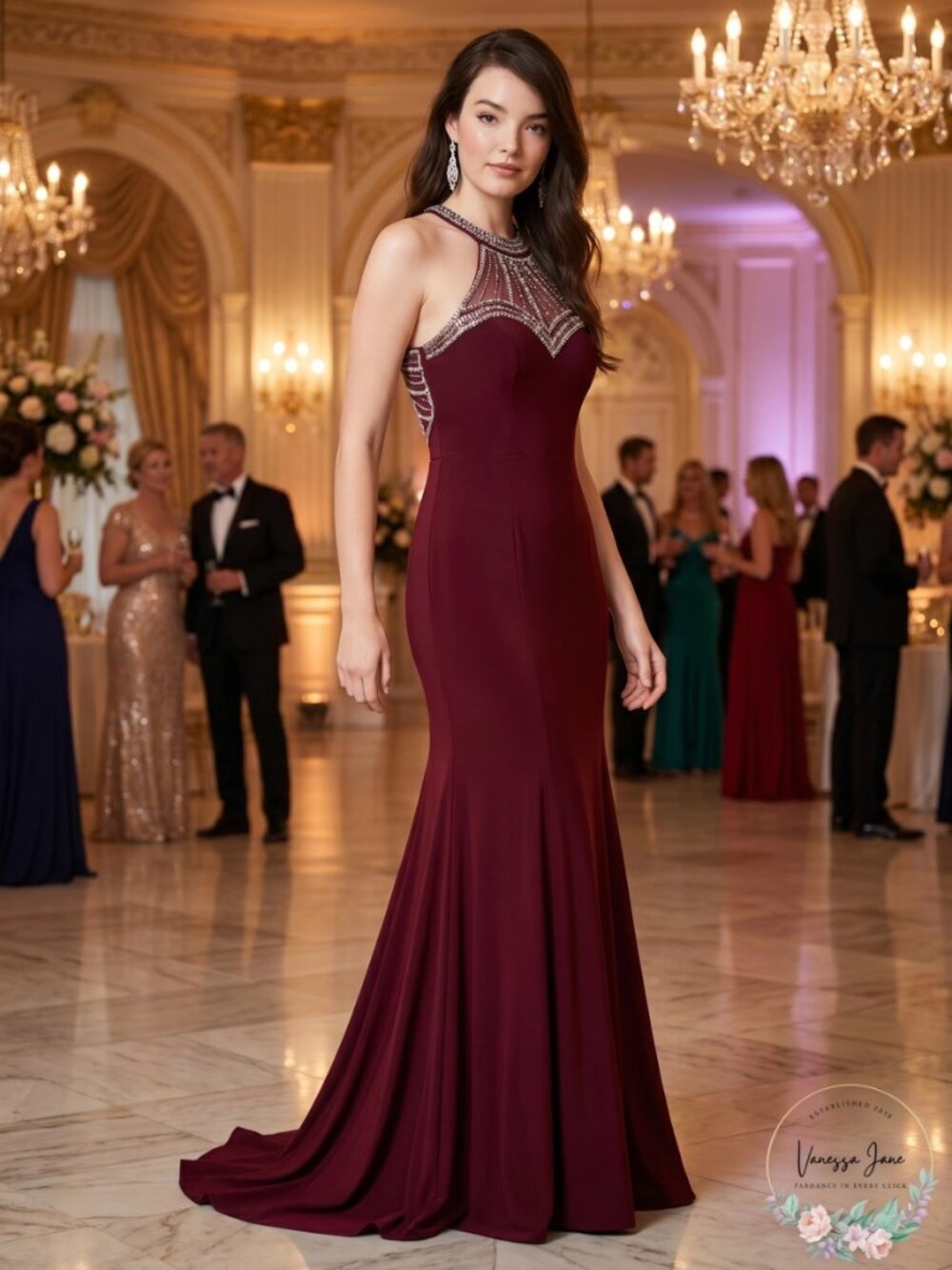 SAY Yes to the Prom Juniors Embellished Halter Gown